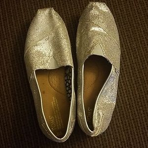 TOMS silver sparkle flats